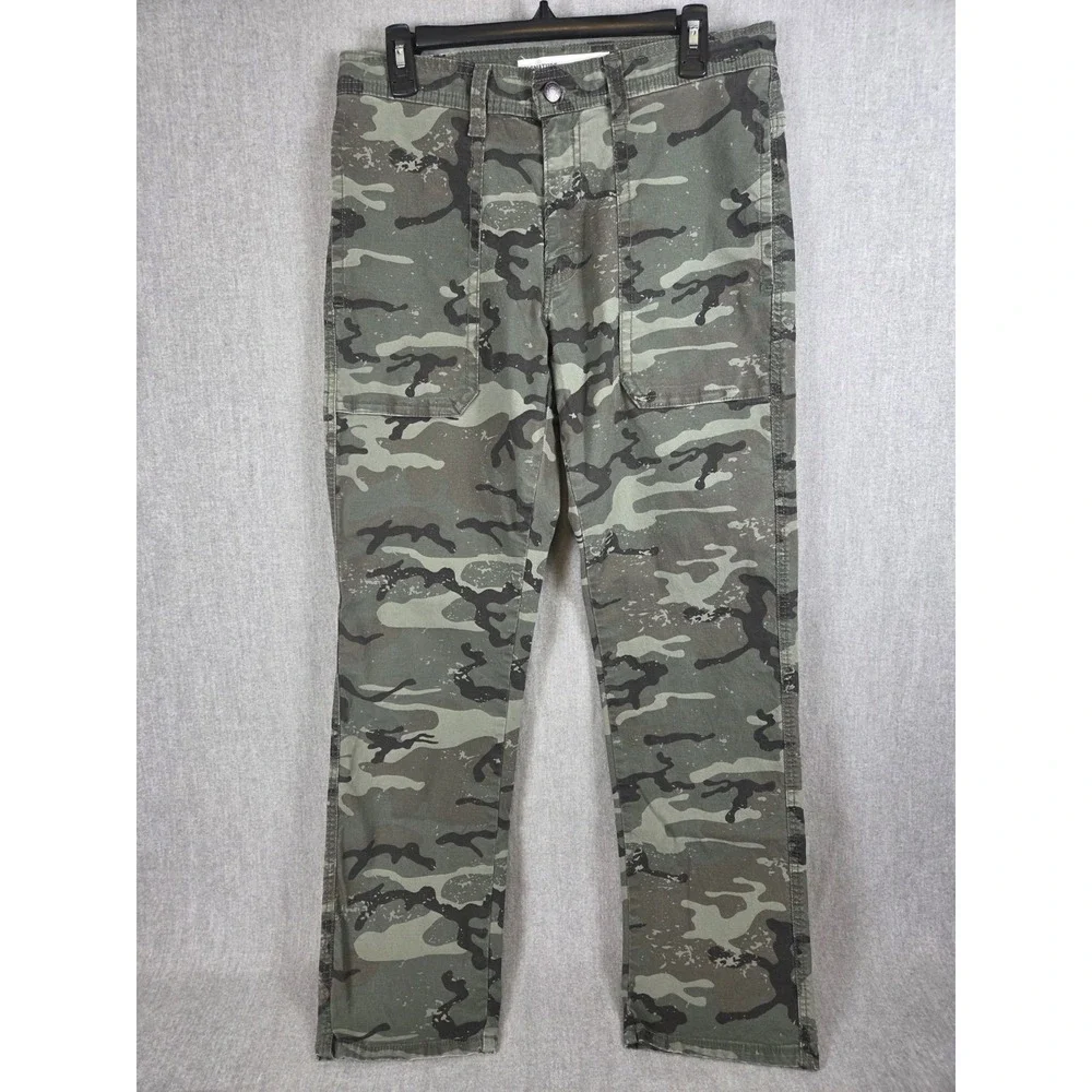 Signature By Levi S67 Pants Mens 32x30 Green Camo Athletic Utility Taper Stretch